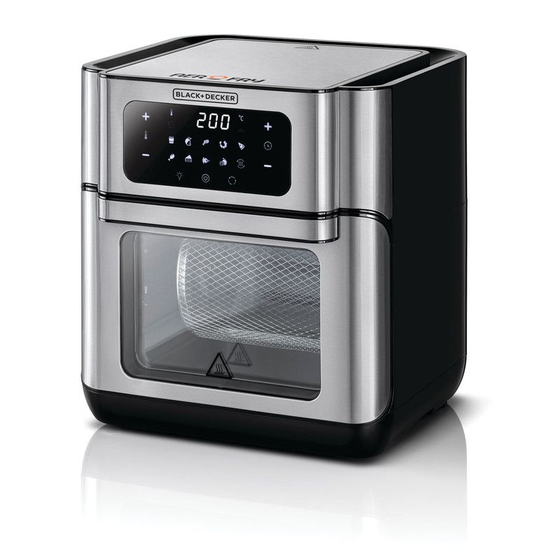 Black+Decker Air Fryer Oven Convection, 1500 Watt, 12 Liters, Silver - AOF100 Black+Decker Air Fryer Oven Convection, 1500 Watt, 12 Liters, Silver - AOF100